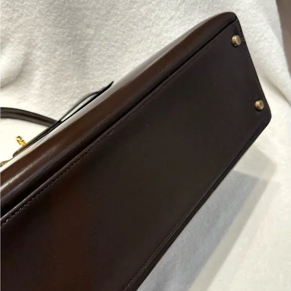 SOLD - HERMES Ebene Brown Box Calfskin Kelly 32 GHW - Picture 4 of 12
